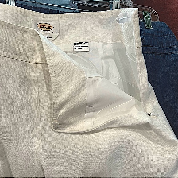 Talbots Irish Linen Flat Front White Pant Trousers Coastal Grandma Structured 10 - Picture 9 of 11